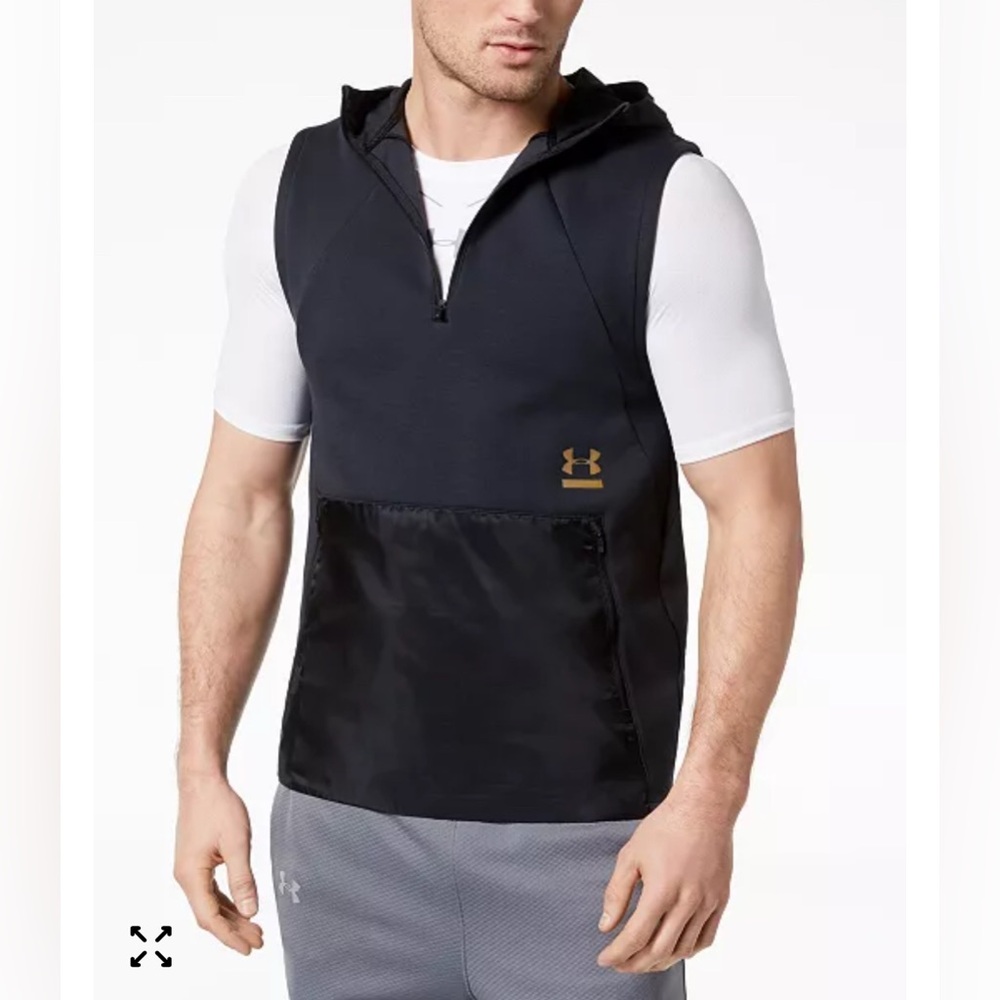 Under Armour Perpetual ColdGear Reactor Half Zip Sleeveless Black Jacket LG EUC